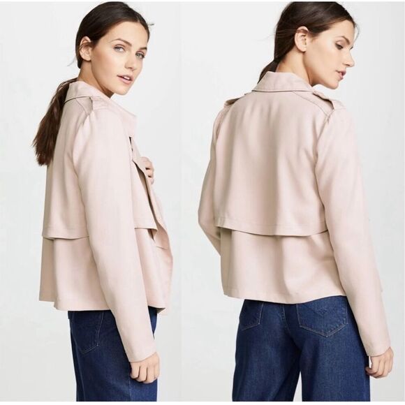 BB Dakota Womens Open Front Waterfall Draped Long Sleeve Blazer Jacket Pink XS - Picture 4 of 9